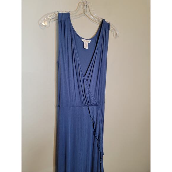 Sundance Women's Faux Wrap Maxi Dress Jersey Knit Ruffle Detail Blue Size Small - Picture 6 of 7